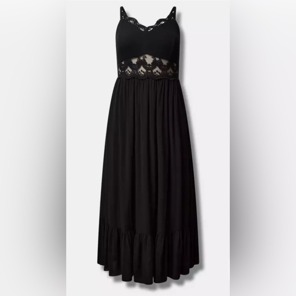 NWT Torrid Black Lace Inset Maxi Dress - Picture 4 of 5